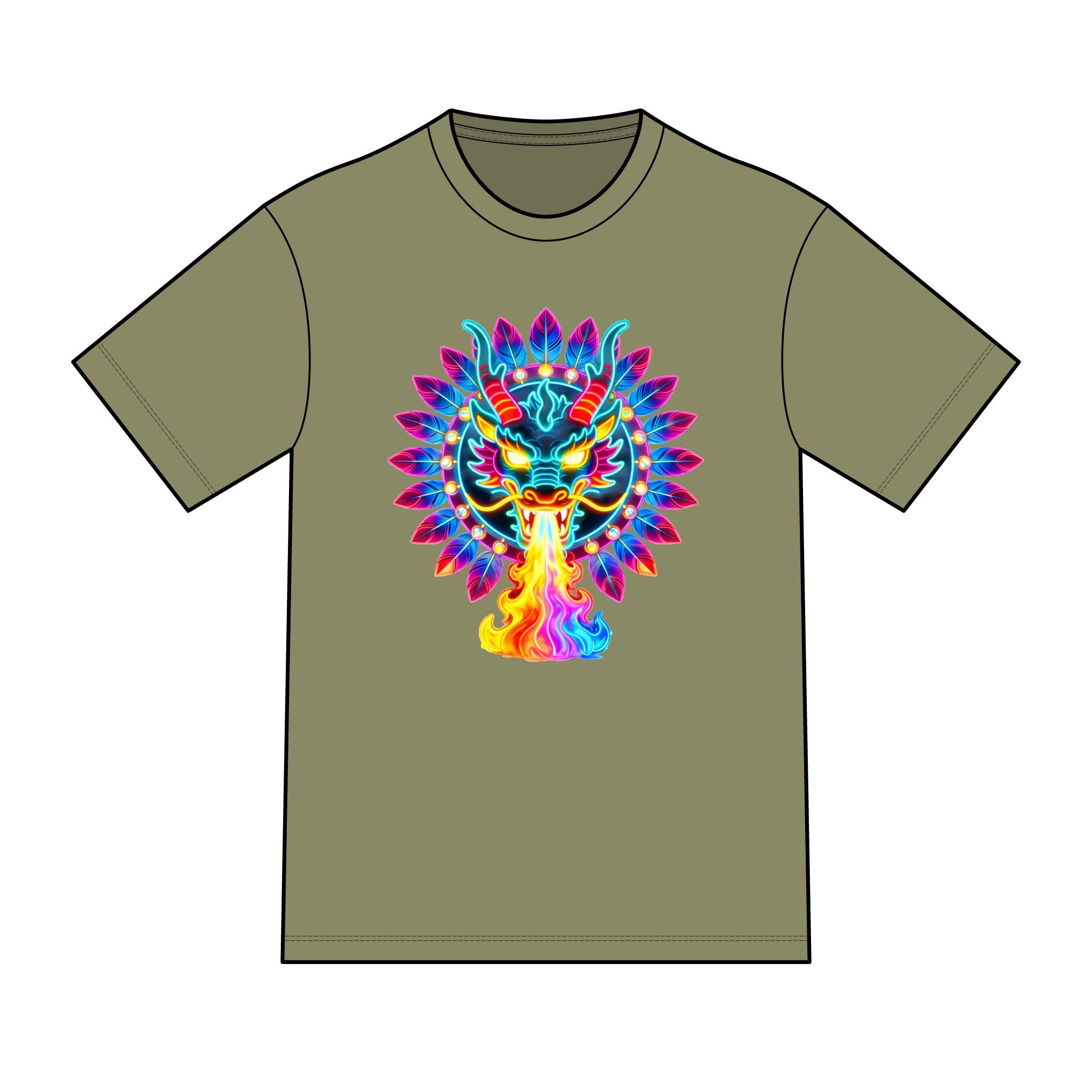 magic warpaint 14 shirt - neon native dragon